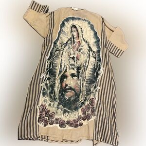 Striped Beige and navy kimono